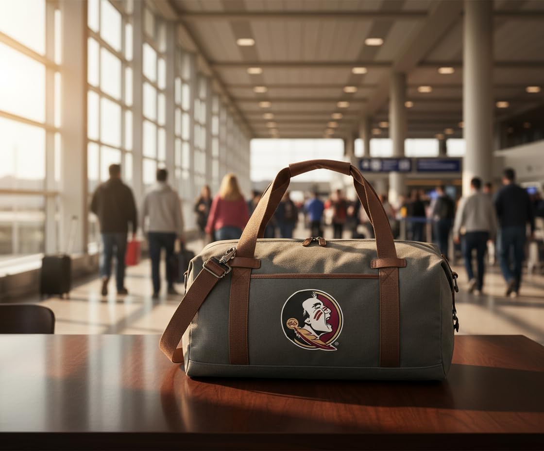 FSU Duffel Bag - Carryon, Overnight Travel Bag, Rich Canvas Fabric For Florida State Fans and Alumni