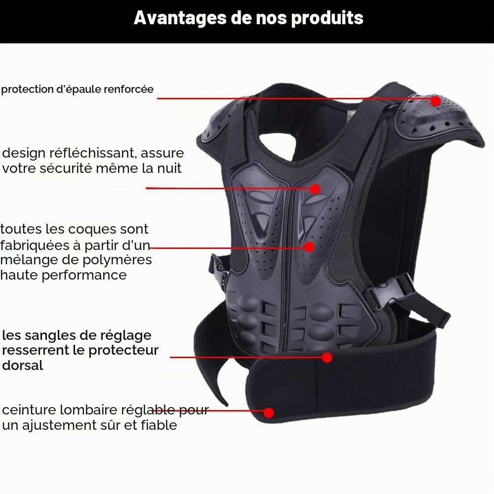 Armure de poitrine pour enfants, protection du dos, de la colonne vertébrale, protection de la poitrine, équipement de motocross, équipement d'équitation, gilet de course pour enfant