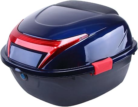 Motorcycle Tail Box,Motorcycle Daily Tail Box, 35L Motorcycle Tour Tail Box Trunk Lockable Storage Plastic Case with Mounting Hardware, Universal Waterproof Scooter Top Box for Helmet Luggage,Dark bl