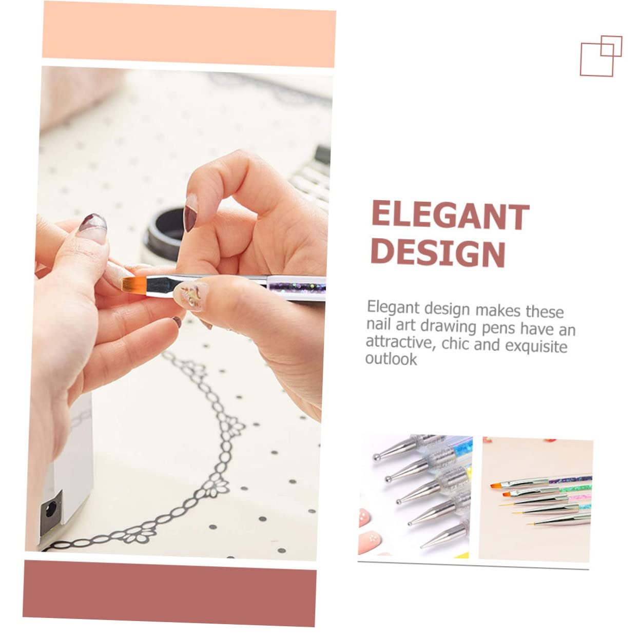 Healeved Nail Design Brushes Double Ended Nail Art Pen Brush for Professional Wear-resistant Dotting Tool