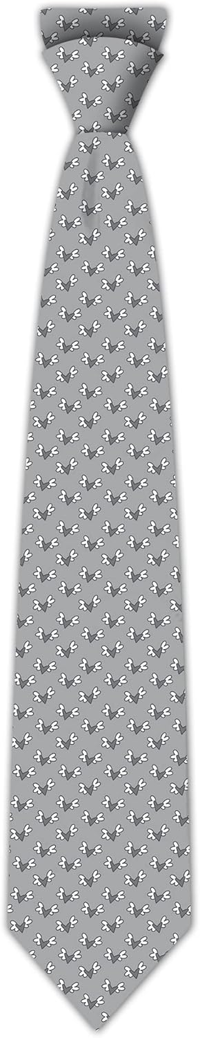 Britto Romero Men's 3" Silk Necktie, Colorful Artwork Pattern, Flying Heart (Silver)