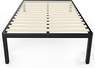 MAF Metal 18 Inch Queen Platform Bed Frame with Anti-Collision Round Legs, Black 3500 Lbs Heavy Duty Bed Frame with Wood Slats, No Box Spring Needed, Easy Assembly