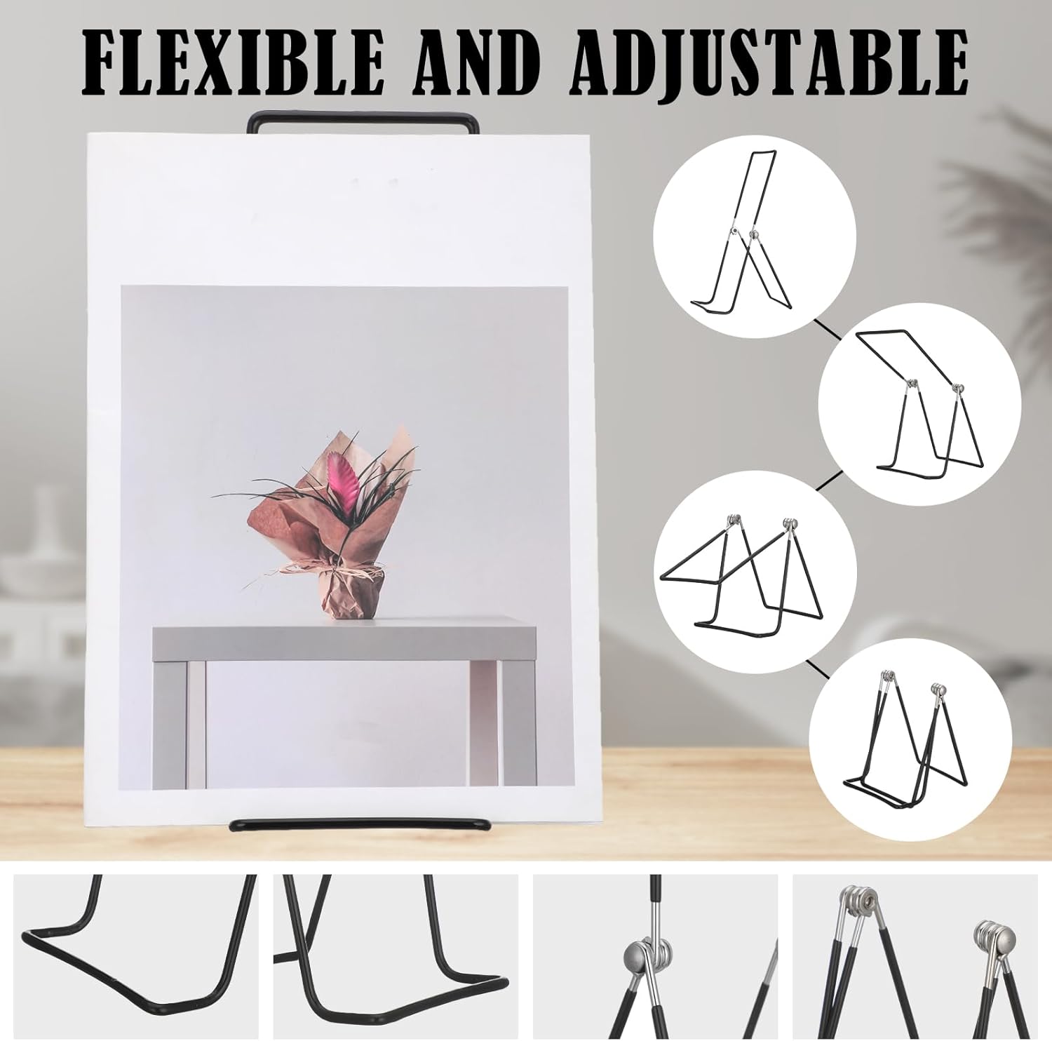 6 Pack Large Metal Book Stand for Display Adjustable Display Holder Easel Collector Stand for Home Office Back to School Books Frames Comic Plates Album CD Magazine (11.8 Inch)