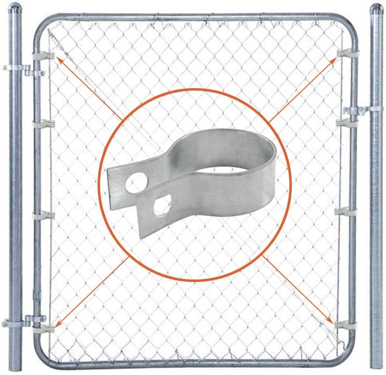 12 Pack Brace Bands Chain Link Fence, Galvanized Steel Chain Link Brace Band Use for 1-3/8" Outside Diameter Post/Pipe, Gate, Fences Panels