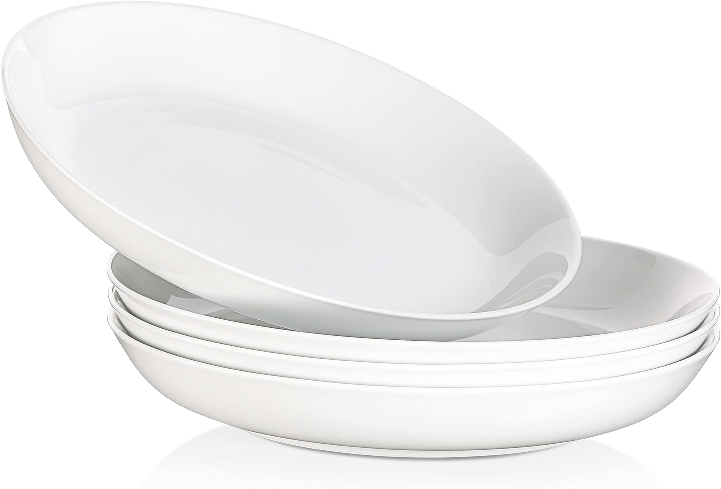 Denby White Porcelain Pasta Bowls Set of 4 Dishwasher Microwave Safe Crockery 1.18L Glazed