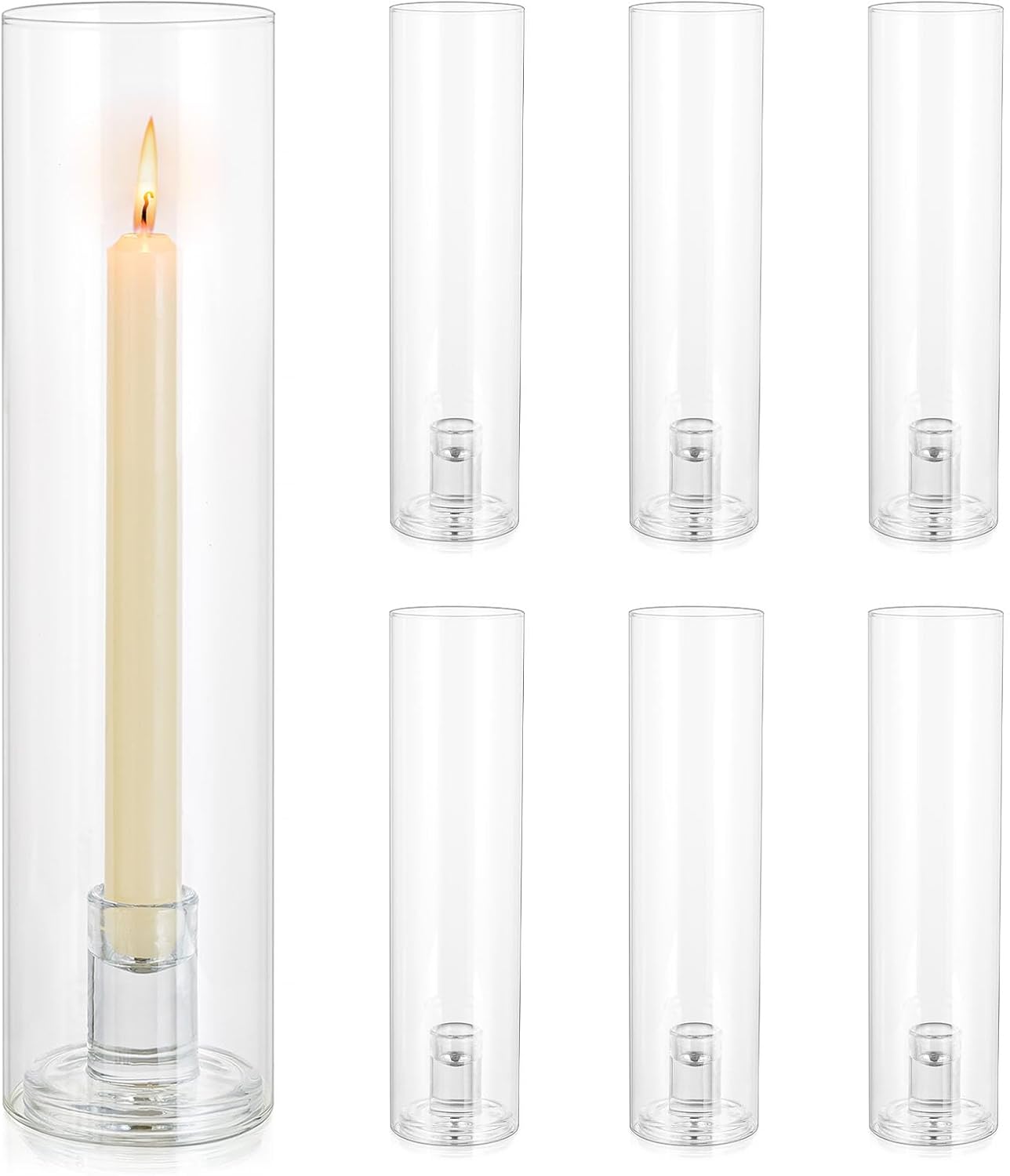 Inweder Candle Holders for Taper Candle 6pcs Glass Candle Holders for
