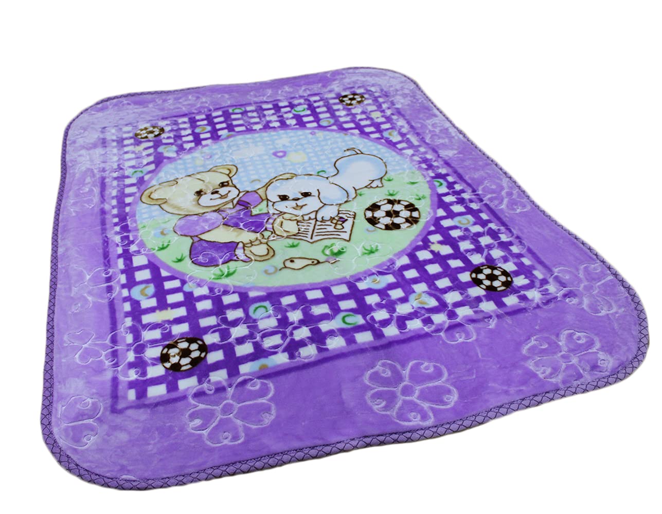 AVI Cute Bear & Dog Purple Baby Blanket | Soft Mink Fleece Nursery Throw | Warm & Gentle Infant Swaddle for New Born Baby to 3 Years Kids | Warm & Breathable Perfect for Nursery, Naptime, & Travel-image-12