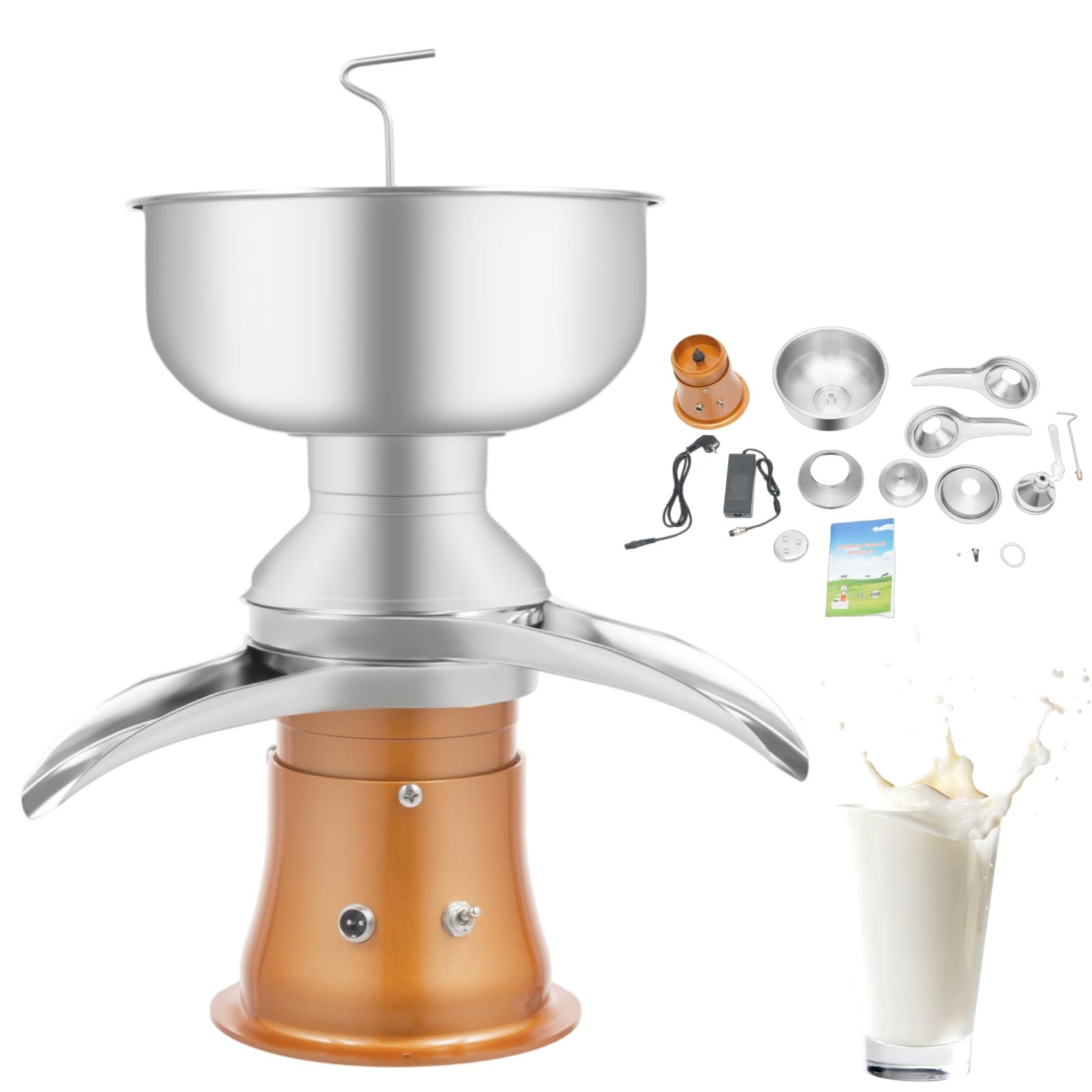 Séparateur électrique de centrifugeuse à lait 5 l - 30 W - 50 l/h - Avec réservoir à lait 9800-11000 tr/min - Pour lait de vache et de chèvre - Machine à découper centrifugeuse amovible