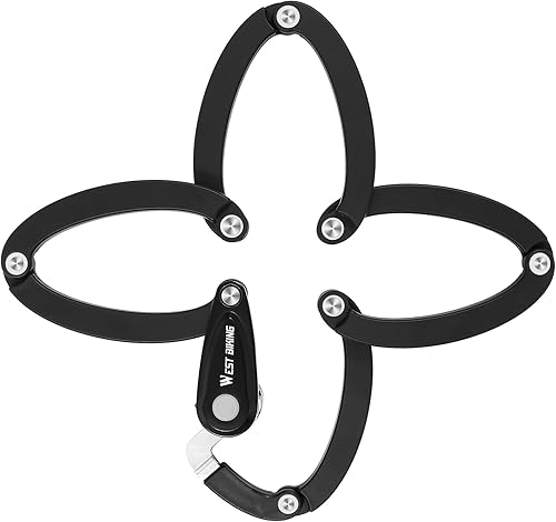 Miniatura 9 de Candados de bicicleta antirrobo de alta resistencia plegable de 4 dígitos nivel 6, cadena de seguridad plegable con soporte, cerradura plegable