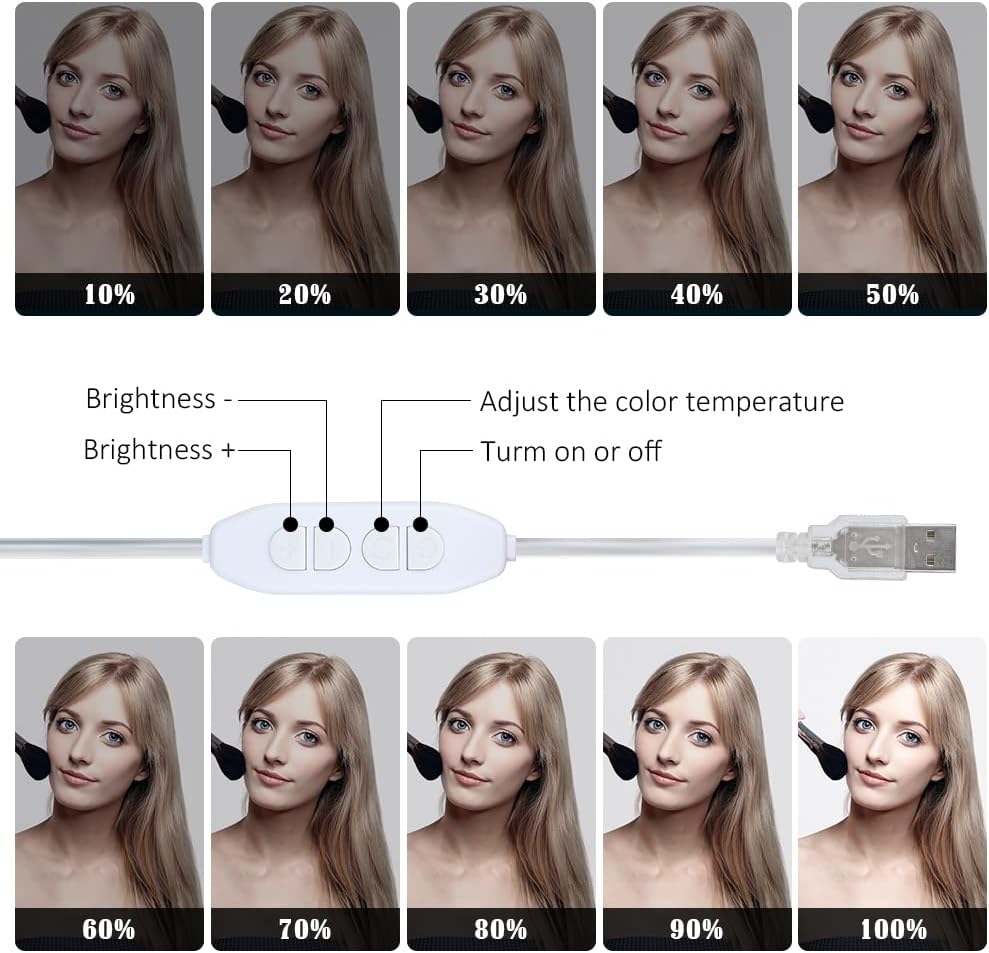 LED Vanity Mirror Lights with 6 Dimmable Bulbs 3 Color Modes, Hollywood Style Makeup Lights for Dressing Table Mirror, Bath Mirror Lamps with USB Power Cable (Mirror and Adapter not Included)