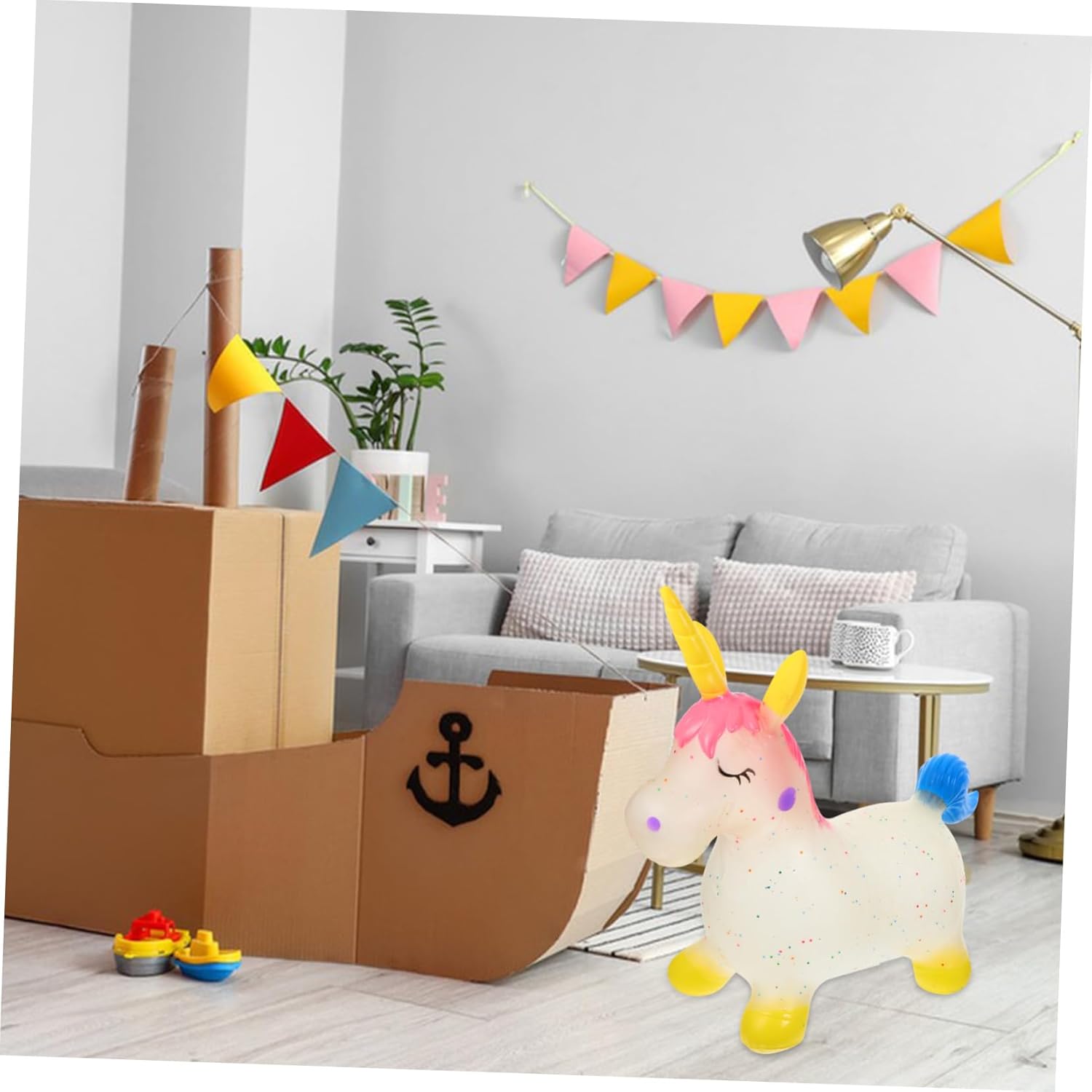 LIFKOME Unicorn Inflatable Bouncing Horse for Toddlers Safe Thick Design for Indoor and Outdoor Fun and Girls Develops Balance and Coordination
