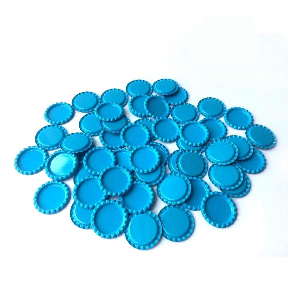 RUTICH 100 PCS Flat Decorative Bottle CaP Craft Bottle Stickers Double Sideds Printed for Hair Bows, DIY Pendants or Craft ScraPbooks Light blue
