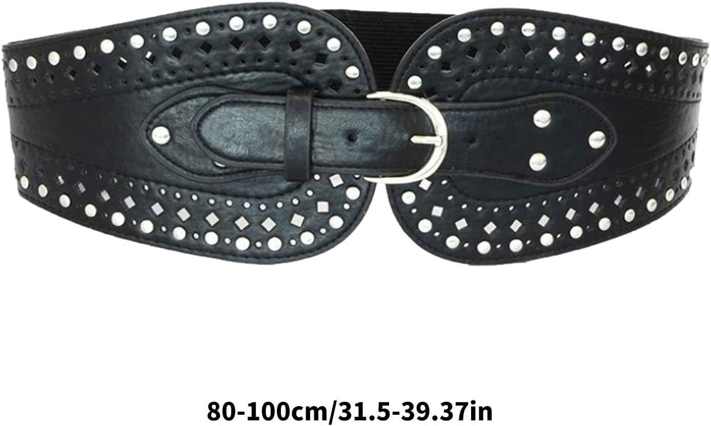 Fashion Wide Belt Durability PU Leather Waist Belt Street Styles Studded Belt For Everyday Or Festival Outfits