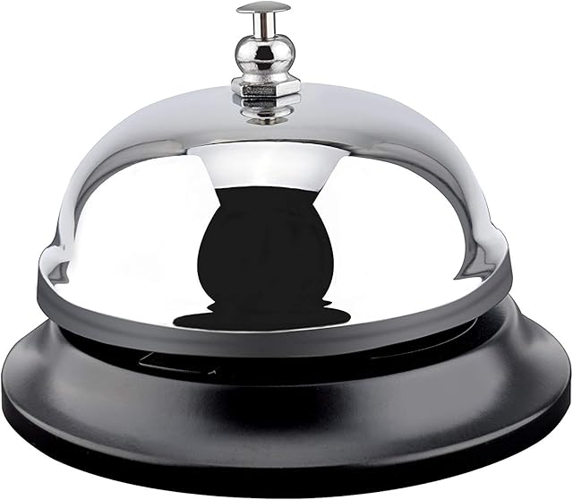 Rovtop Reception Call Bells, 3.38 inch/8.5cm Diameter, Chrome Kitchen Bell, All-Metal Construction, Desk Bell Service Bell for Hotels Schools Restaurants Hospitals Warehouses Reception Areas (Silver)