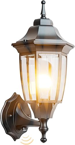 EMART Luz de porche frontal para exteriores, anticorrosión, aluminio impermeable y pantallas de vidrio, lámpara de pared moderna para exteriores,