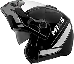 Capacete de Moto Mixs MX Captiva Route Brilhante Com Viseira Interna Solar Óculos de Sol Articulado Escamoteável Robocop Cinza Com Cinza 62