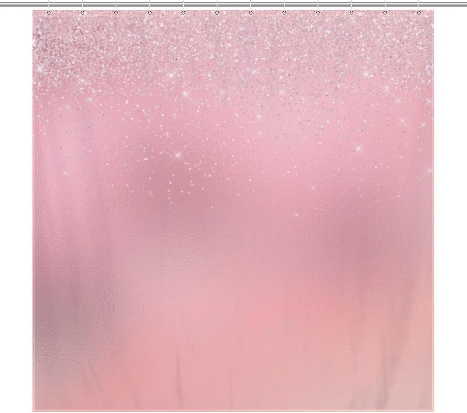 Modern Elegant Shower Curtain, Girly Blush Pink Silver Glitter Bath