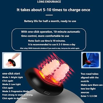 Nose red Light,Red Light Therapy for Nose, Nasal Therapy Instrument that emits Energy at Infrared Frequencies Approximately 700 nm Provide Topical Infrared (Black)