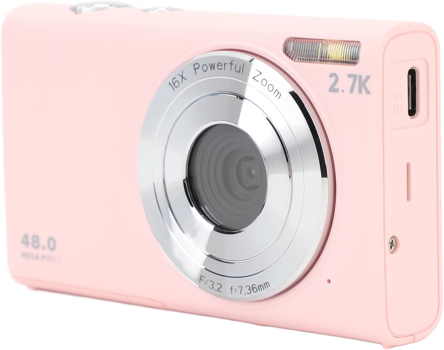 Sanpyl Digital Camera, 2.7K 48MP Autofocus 16x Digital Zoom Vlogging Camera with 2.8 Inch Screen, Portable Compact Point Shoot Camera for Adult Beginner (Roseate)