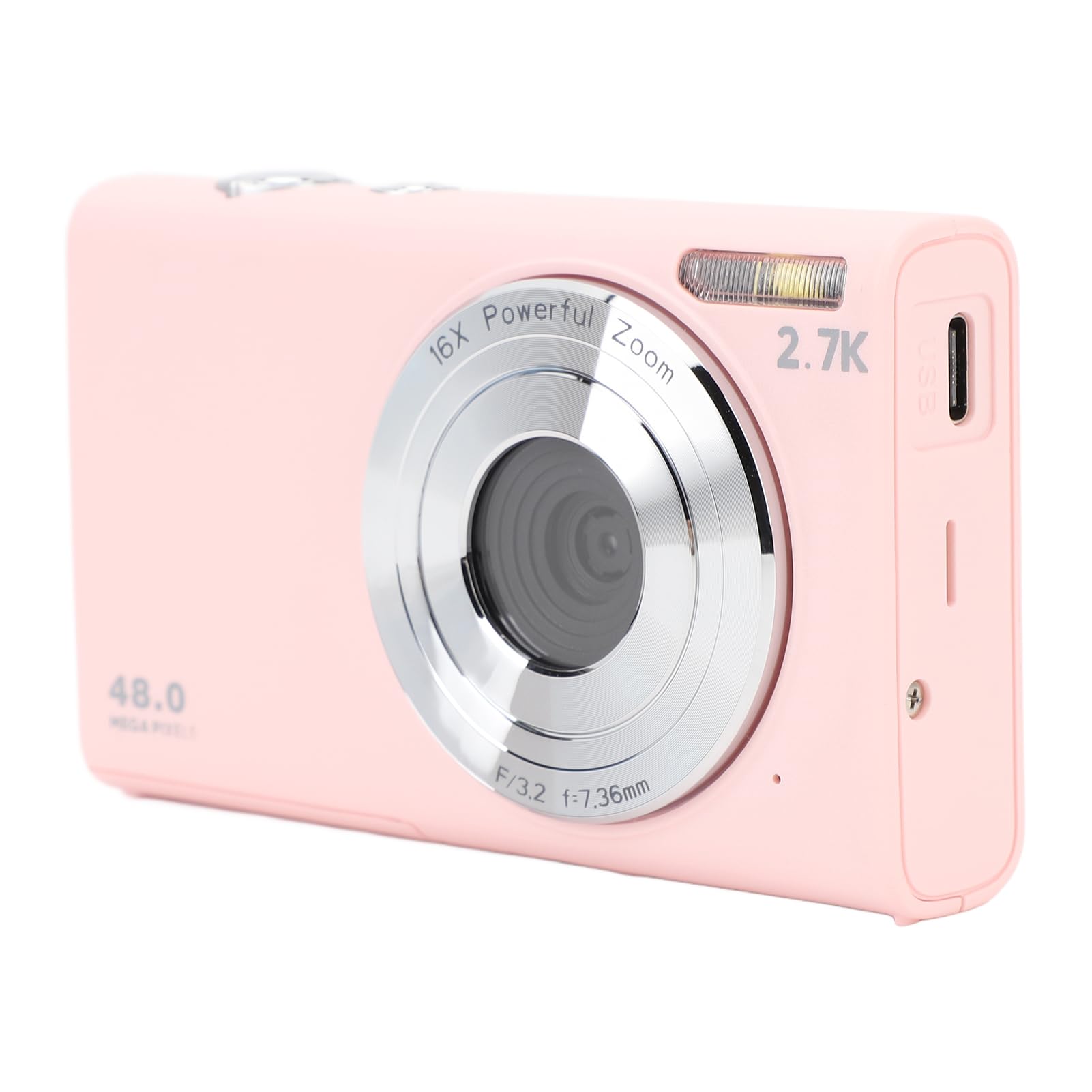 Cámara digital compacta de 2.7 K, 48 MP, función automática, zoom de 16x, pantalla de 2.8 pulgadas para entusiastas de los viajes, vloggers y principiantes (Roseate)