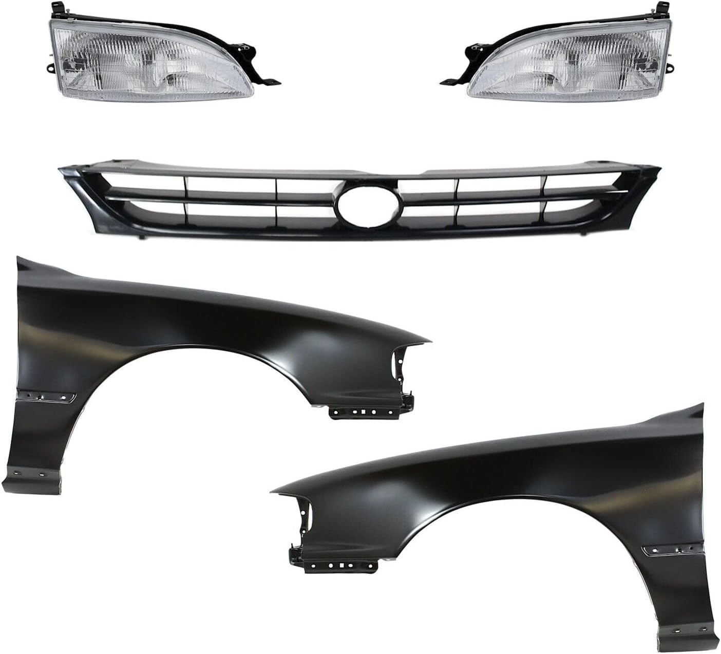 Headlight Quarter Panel Kit for Toyota for Camry 1995-1996 with Molding Hole Driver and Passenger Side Steel Primed