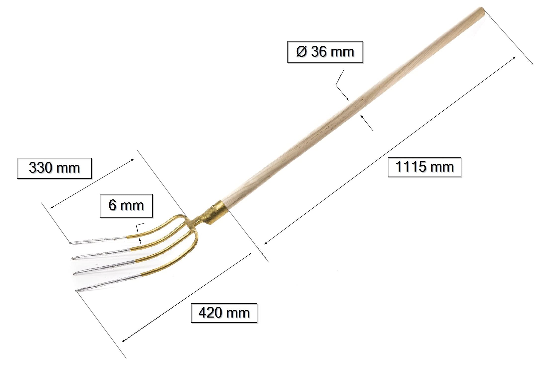 KOTARBAU® Fourche en acier à 4 dents pour travaux de jardinage