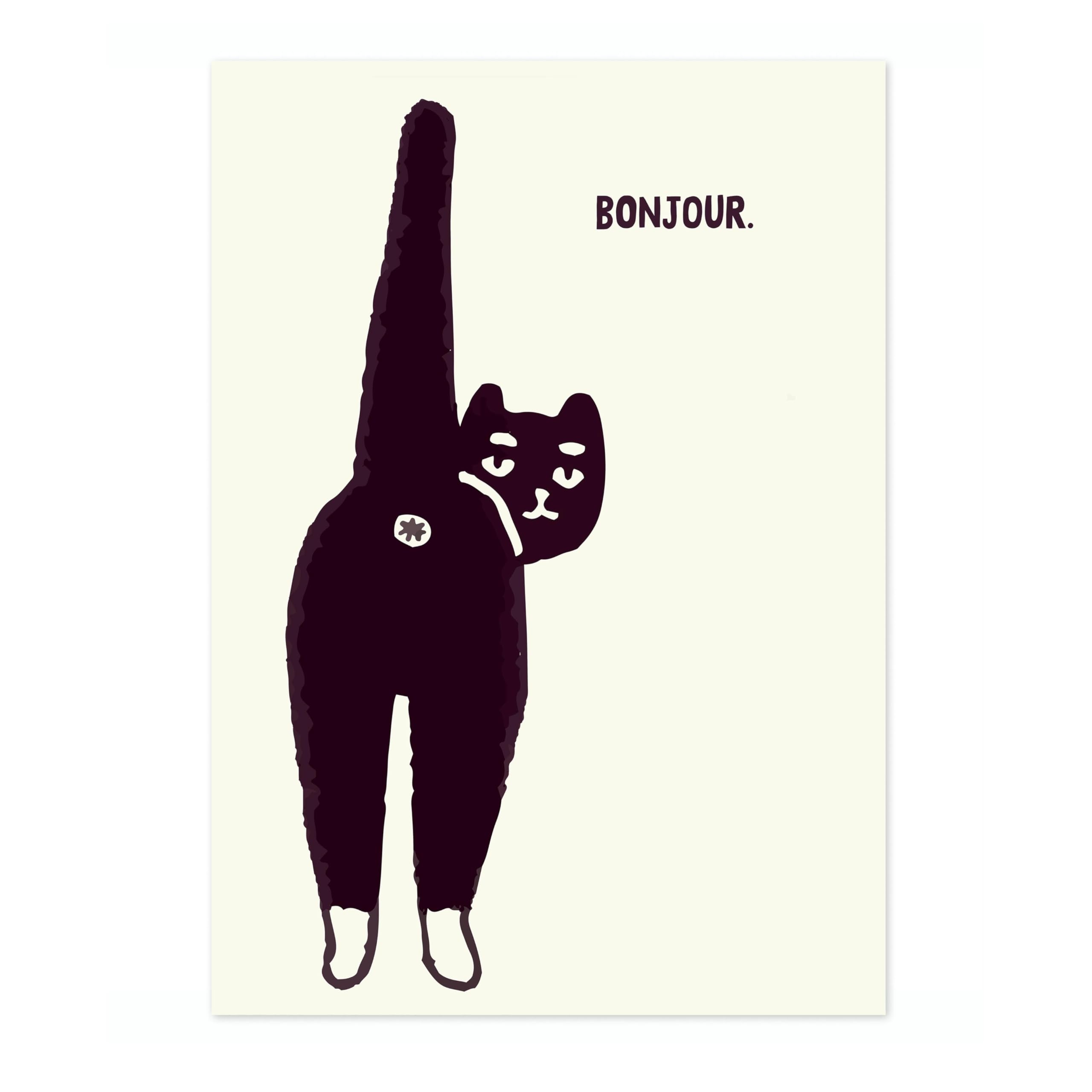 Animato Bonjour Bathroom Quote Poster, Funny Typography Wall Art, Phrases Print, Guest Bathroom Art, Toilet Room Retro, A2 (Print Only) - 59.4x42cm — image 1