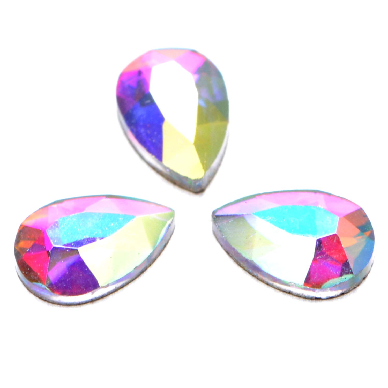 AD Beads Top Czech AB Crystal Multi-Shape Flatback Rhinestone Nail Art Decoration DIY (50 Pcs, 1. Drop 4x6mm)