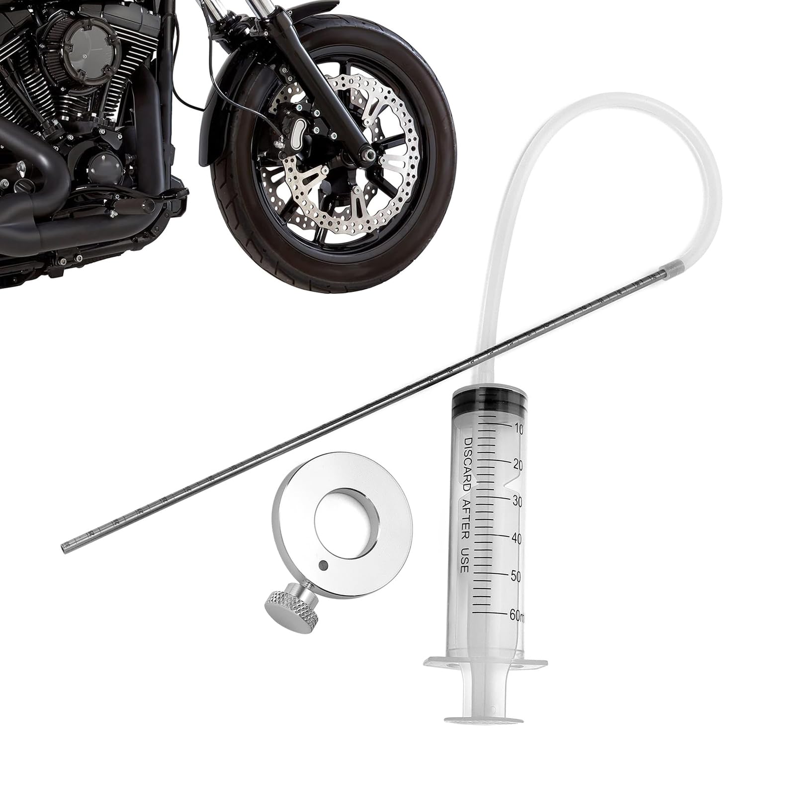 Generisch Gabelölstand Werkzeug - Motorrad Simmerring Eintreiber, Federung Einsteller Kit | Hydraulik Pegelanzeige Spritze 60ml Messrohr 300mm Motorsport Wartung Ausrüstung Fachleute Anfänger System
