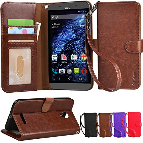 Blu Studio XL D850Q Case, Arae Blu Studio XL D850Q wallet case ,Flip Folio [Kickstand Feature] PU leather wallet case with ID&Credit Card Pockets For Blu studio XL D850Q case (Brown)