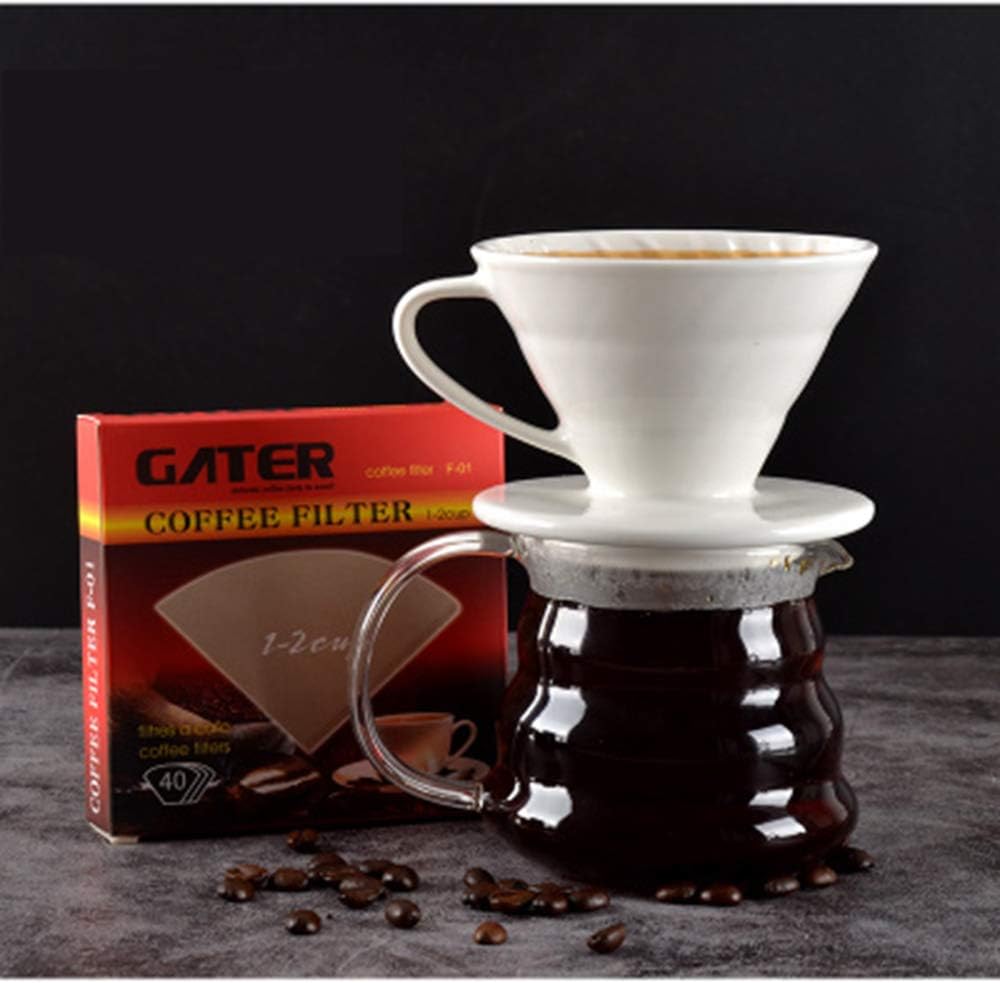 LANTAO Ceramic Coffee Dripper,white (cup+paper + pot)