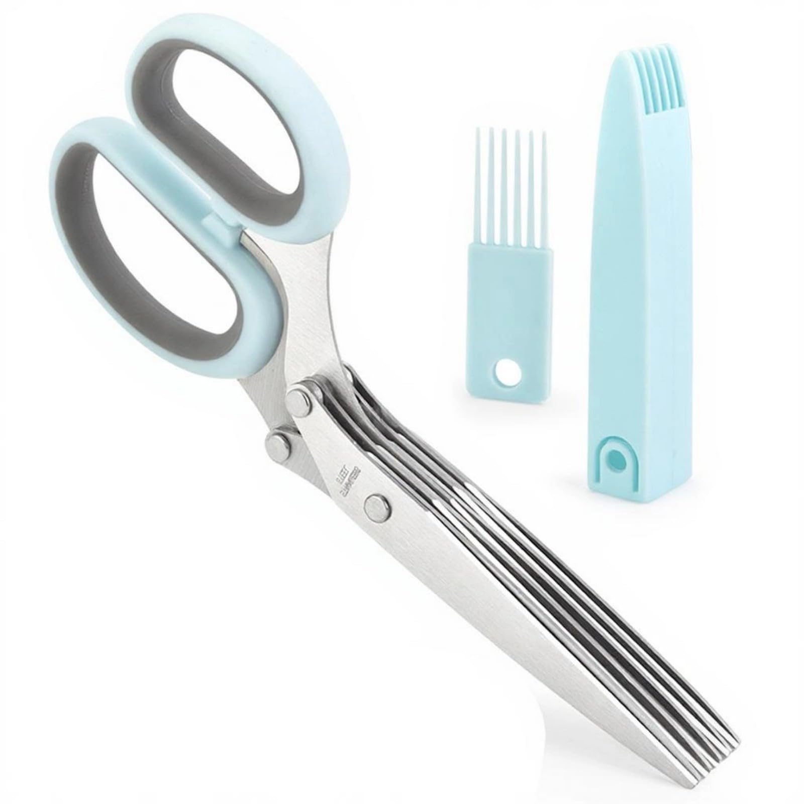 Tsmory Blue Gray Steel Kitchen Choppers Scissors With 5 And Cover For Quick Food Preps And Document Shredding Cooking Scissors Rusts Steel Kitchen Shears