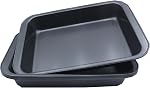 4 Pack Rectangle Baking Pan, 12.6 x 8.6 Inch Deep Cookie Sheet Tray Nonstick, Heavy Duty Carbon Steel Oven Cake Pan for Brownies, Lasagna, Sheet Cakes, Roasting Vegetables, BPA Free