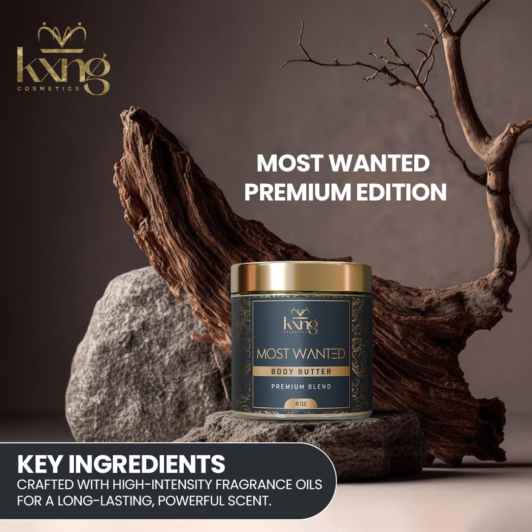 KXNG Cosmetics Shea Body Butter Cream – 4oz | Organic Body Butter for Men & Women with Raw Shea, Cocoa, Mango & Coconut Oil | Moisturizing Cream for All Skin Types – Most Wanted