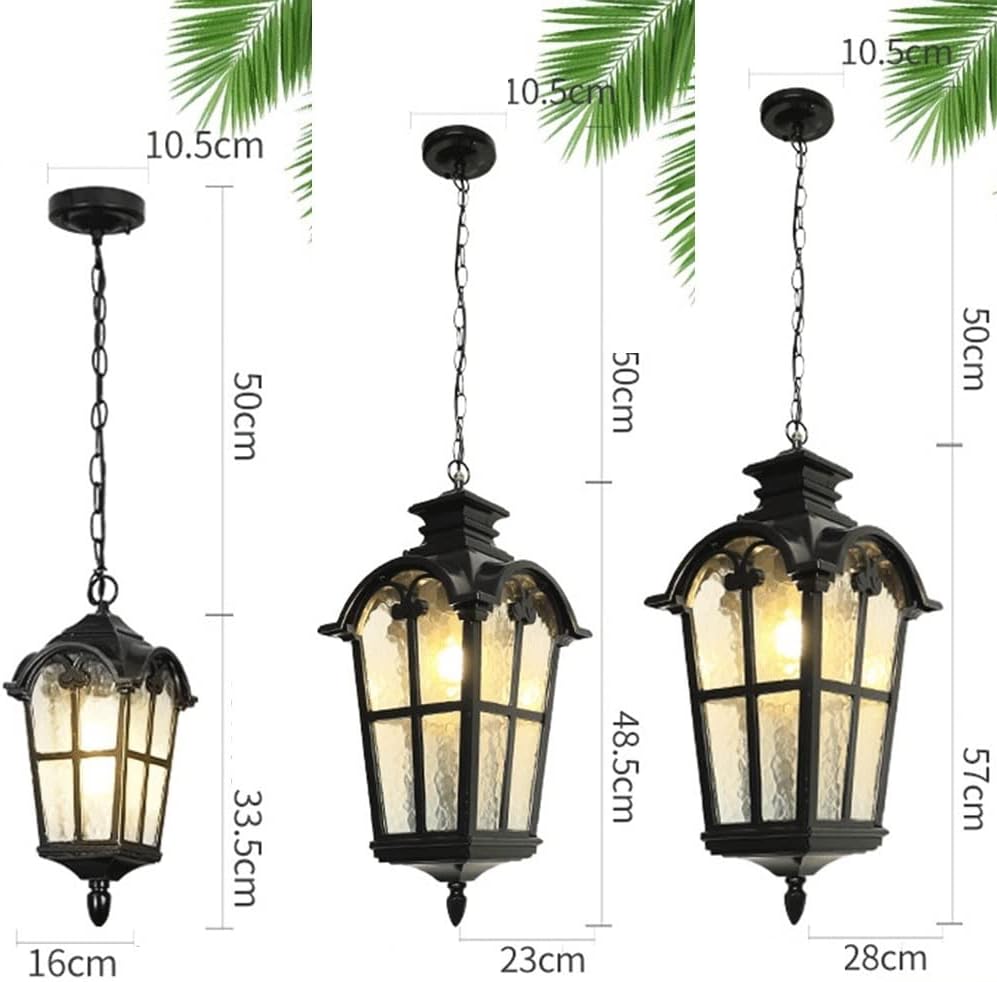 Industrial Pendant Light IP44 Waterproof Outdoor Pendant Light Vintage Exterior Hanging Lantern with Clear Hammered Glass Ceiling Chandelier Fixture for Villa Courtyard Gazebo Corridor Porch Balcony G