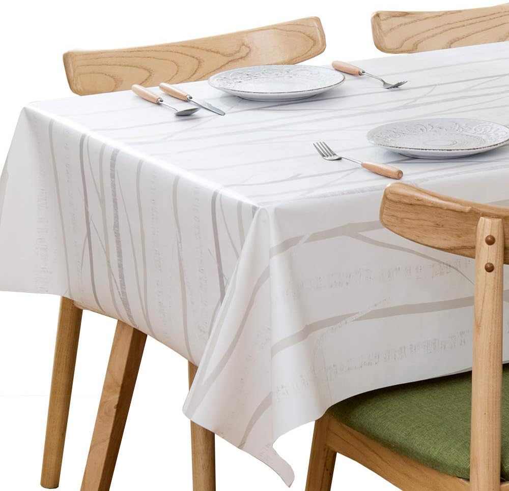 Plenmor Heavy Duty Vinyl Table Cloth for Rectangle Table Wipe Clean PVC Tablecloth Oil Proof Waterproof Stain Resistant Mildew Proof (137x275 cm, Branch)