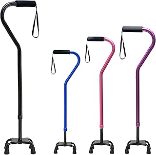 Sponsored Ad - Honmido Quad Walking Cane Adjustable Stick Men & Women and Seniors - Lightweight & Sturdy with 4-Pronged Ba...