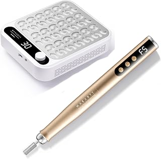 Makartt Nail Dust Collector - Professional Powerful Suction Larina Dust Collector Bundle with Pen-Shaped Rechargeable Nail Drill for Beginners: 25,000 RPM Cordless Electric Nail File