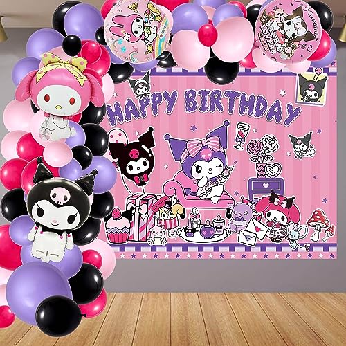 Kawaii Birthday Party Supplies, Kawaii Party Decorations Include Balloons Garland Arch Kit, Latex Balloons, Foil Balloons, Backdrop, Tablecloth, Kawaii Birthday Party Favors - Thumbnail 6