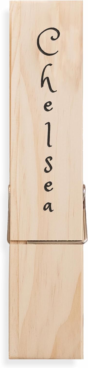Personalized Jumbo Giant Clothespin Towel Holder, Rustic Farmhouse Wall Decor, 12" Large Clothespin for Bathroom & Laundry Room Accessories