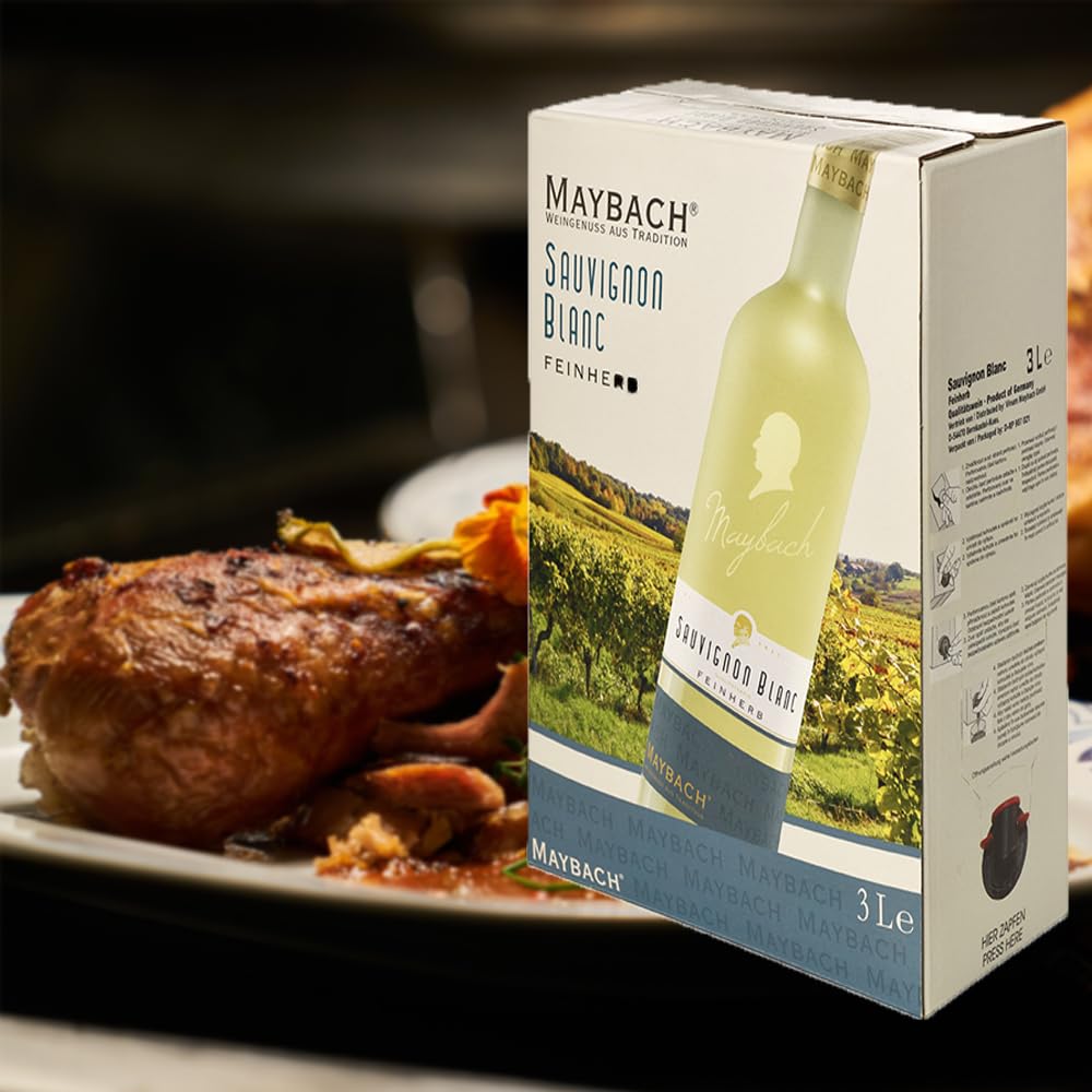 Maybach Sauvignon Blanc, feinherb, 2023, Bag-in-Box, sortenreines Weinpaket (4x3,0L)