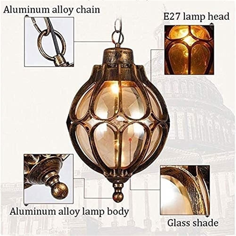 Retro Hanging Lantern Round Ball Chandelier Outdoor Waterproof Garden Light Grapee Corridor Light Balcony Villa Garden Landscape Light Adjustable Chandeliers/Brown/180 * 330Mm