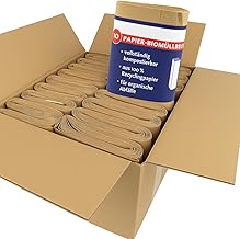 ARLI 200 x Organic Bin Liners, 10 L, Paper Bin Liners, 20 x 16 x 34 cm, Made from 70 g/m² Recycled Paper, Compostable & Plastic-Free, Brown & Wet-Proof for Organic Waste (200 Bags)