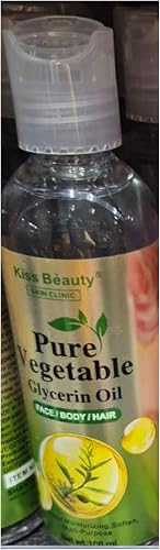 Pure Vegetable Glycerin Oil for Face, Body & Hair - 100 ml | Moisturising & Softening, Multi-Purpose Use, Pump Dispenser, Skin Clinic Formula, Plant-Based Oil