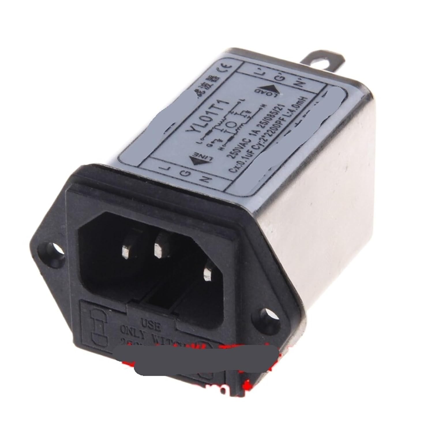 YL01T1 1A Socket Type Inductor with Fuse Filter