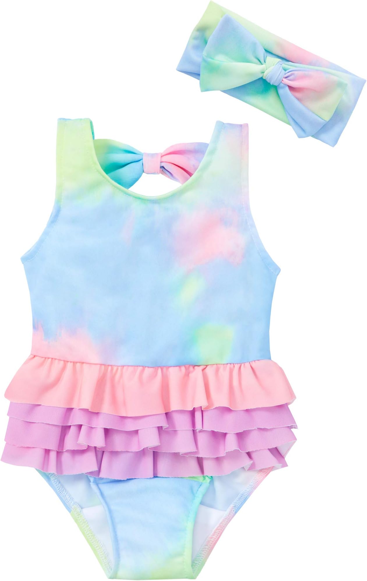 KANGKANGBaby Swimsuit Girl One Piece Swimsuit Cute Elegant Sunsuit Ruffled Swimwear Bathing Suits