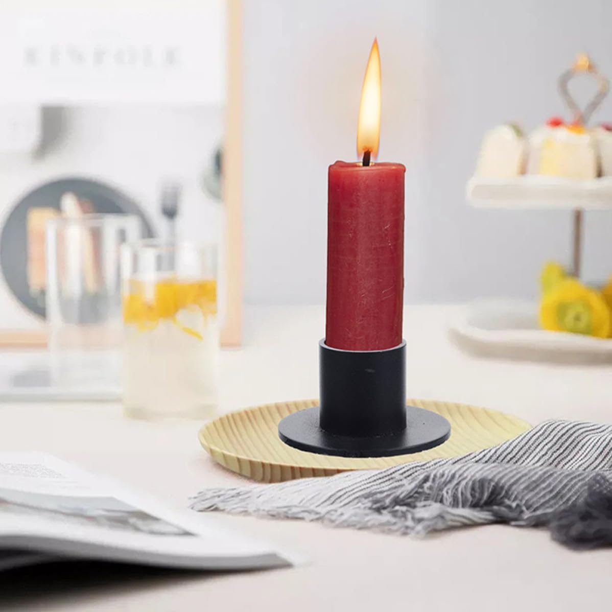 8pcs Black Iron Taper Candle Holders Minimalist Metal Candlestick Set for Decorating Your Room and Holiday Parties with Stylish Retro Design