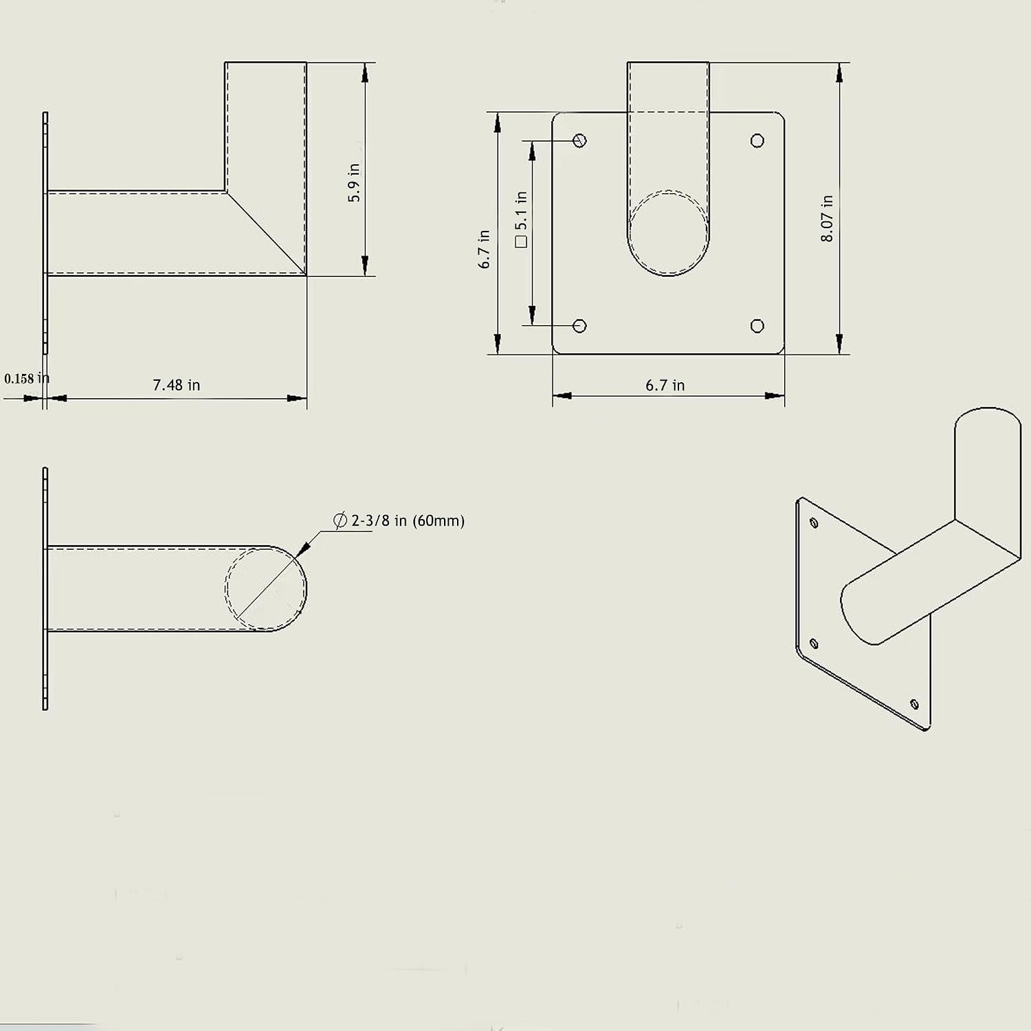 Wall Mount Bracket 90 Degree for LED Parking Lot Light 2-3/8inch Light Fixture Mounting L-Shape Bracket Slip Fitter Adapter for Outdoor Commercial LED Shoebox Area Yard Lights, Black, LDZJ-001