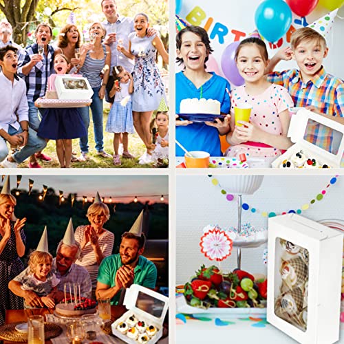 Cisolen 15 Pieces Cupcake Boxes Cupcake Muffin Boxes with Window Insert Patisserie Boxes Box Cardboard Cake Boxes with Large Viewing Window 6 Holes - Image 2