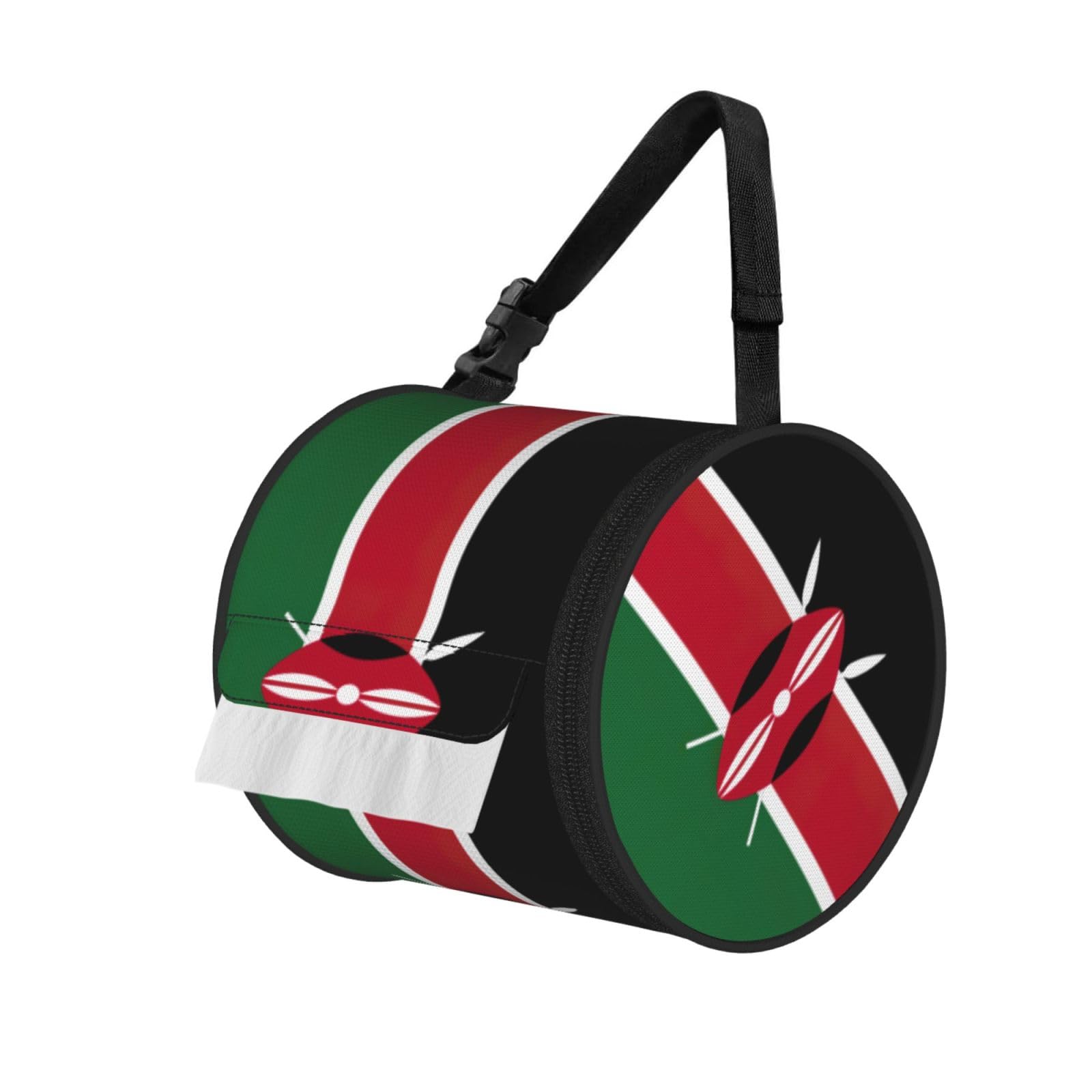 Flag of Kenya Printed Portable Tissue Roll Case, Standard-Size Fit, Oxford Cloth for Wall Camping Backpack